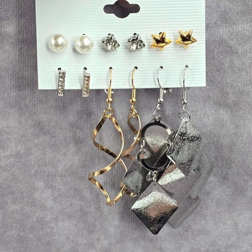 Dangle Hoop Pearl Stud Boho Set of 6 Bundle Earring Fashion Jewelry NWT‎